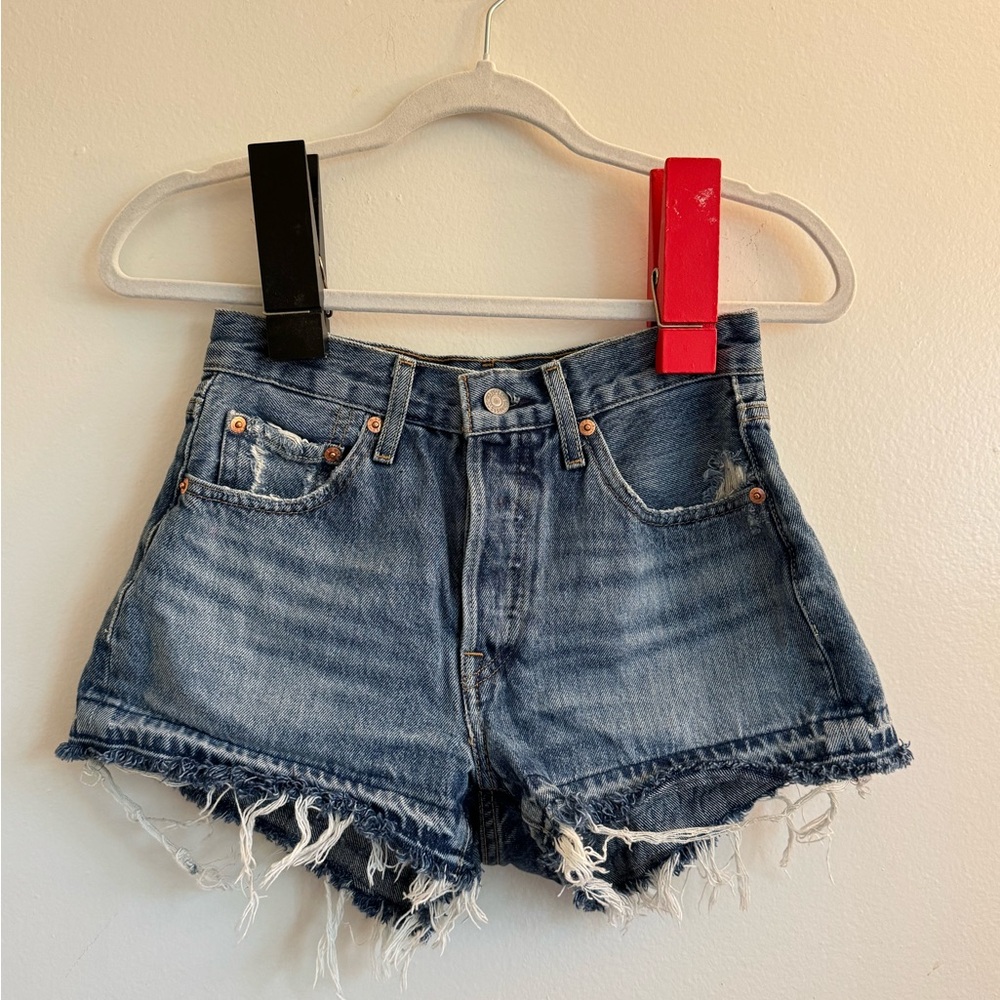 Levi's Blue Jean Shorts Distressed Vintage Style 501